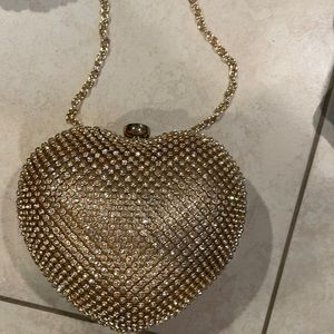 Gold Rhinestone With Golf Chain Evening Bag